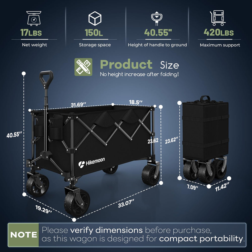 HIKEMOON folded wagon compact for storage and easy transport