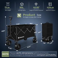 HIKEMOON folded wagon compact for storage and easy transport