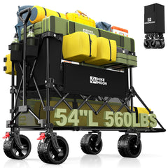 HIKEMOON front view of collapsed wagon showing compact storage benefit