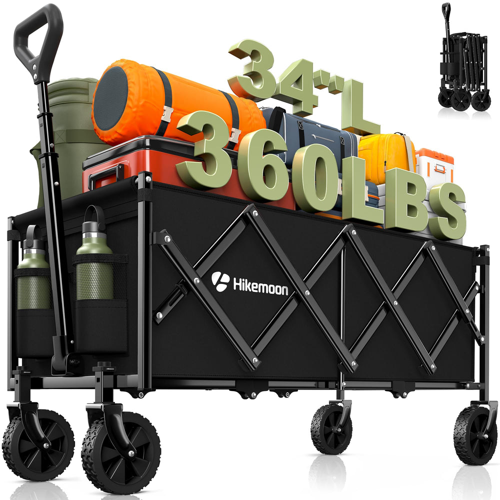 HIKEMOON front view showing open wagon and easy loading benefit