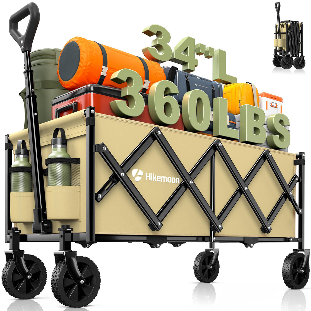 HIKEMOON front view of khaki wagon showing spacious bed and easy access