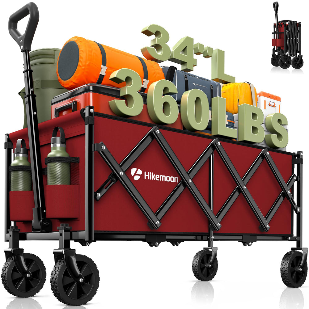HIKEMOON front view of red wagon showing roomy interior and easy access