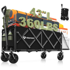 HIKEMOON folding wagon front view showing frame and cup holders for easier hauling