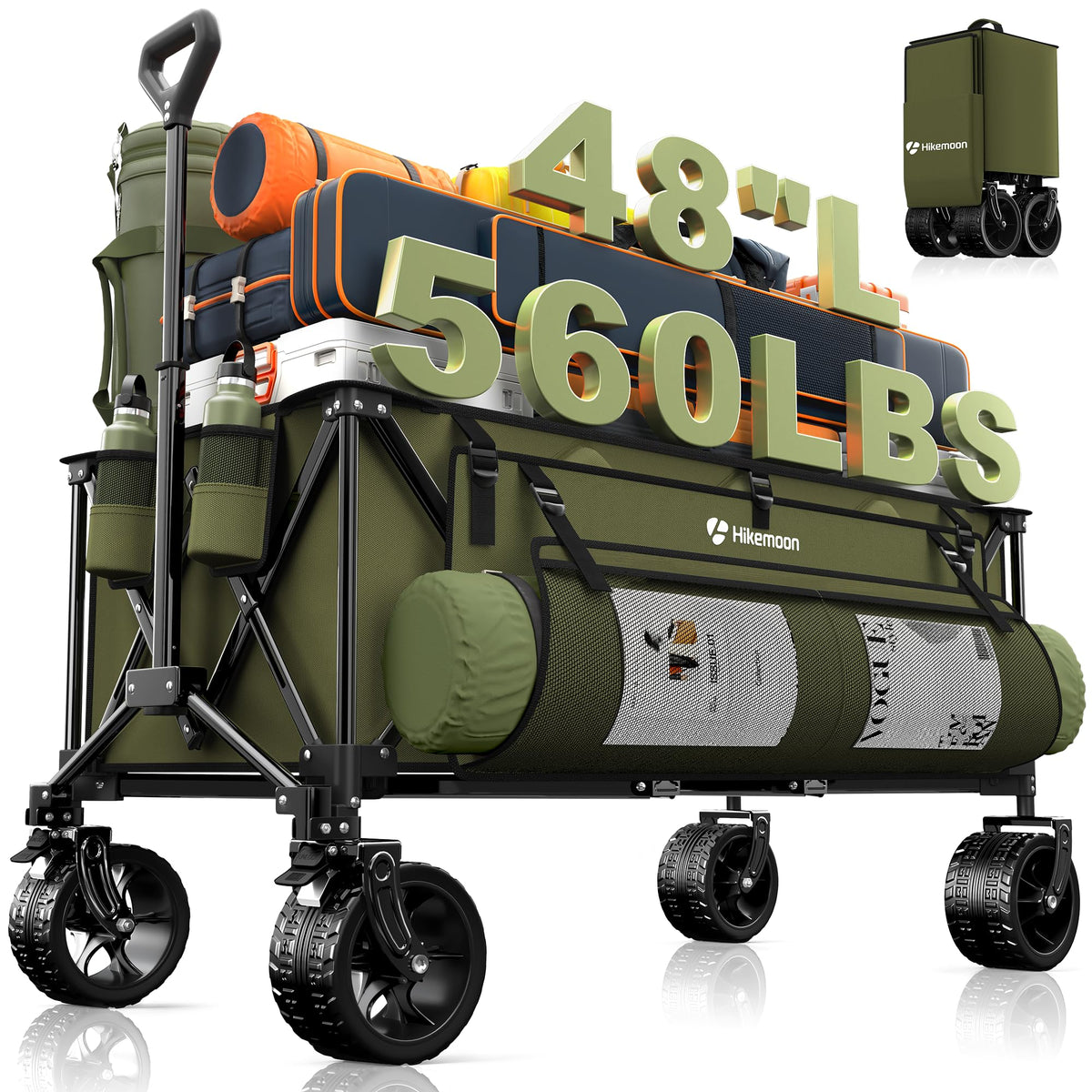 HIKEMOON wagon front view showing full unfolded cargo area and roomy interior