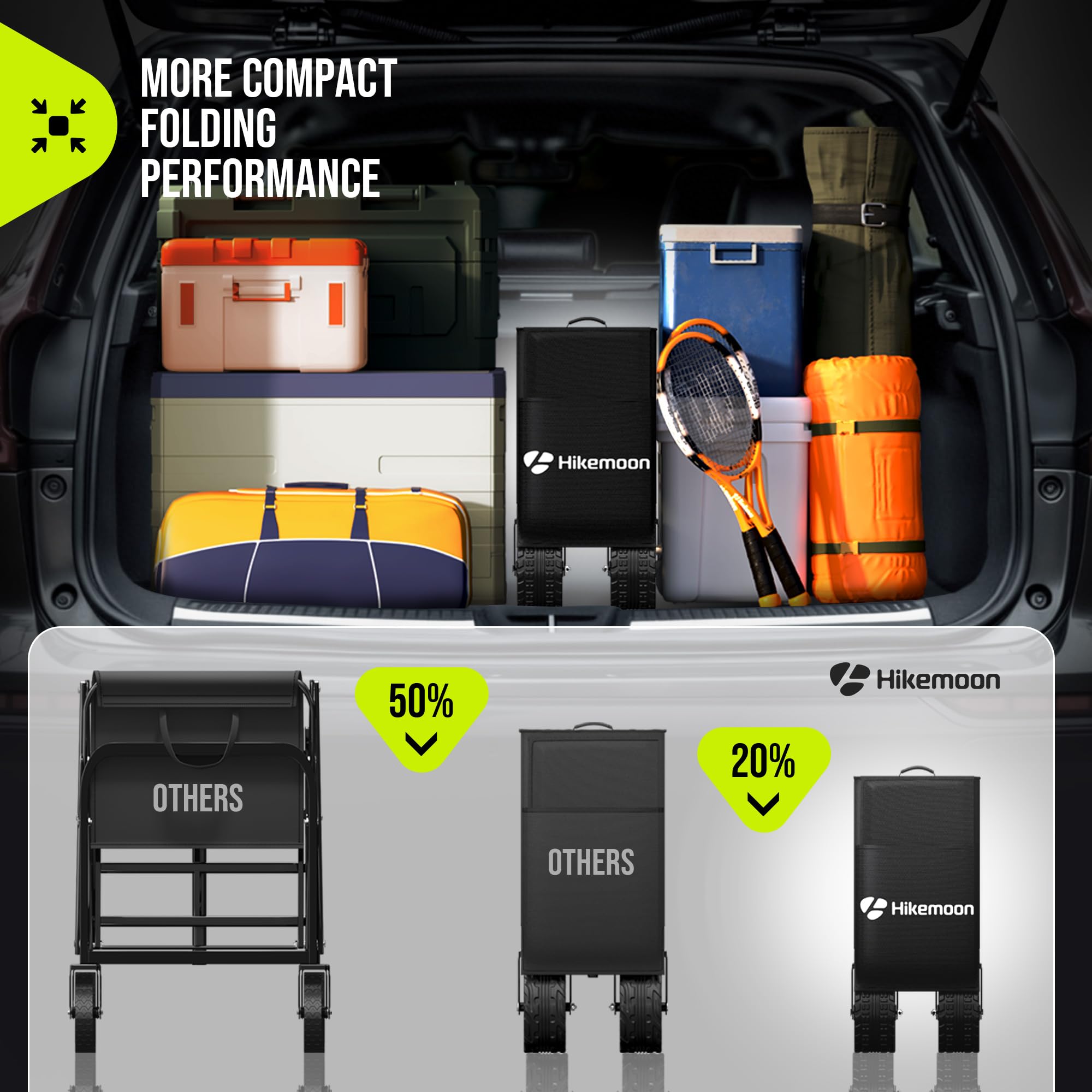 HIKEMOON side pocket and cup holders highlighting organized storage benefit
