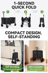 Hikenture folded self-standing compact for easy trunk and closet storage benefit
