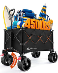 Hikenture front view of wagon open showing spacious cargo and quick loading benefit