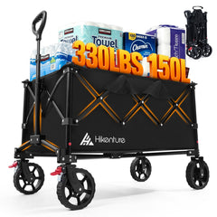 Hikenture front view of wagon showing spacious basket and sturdy frame benefit hauling more