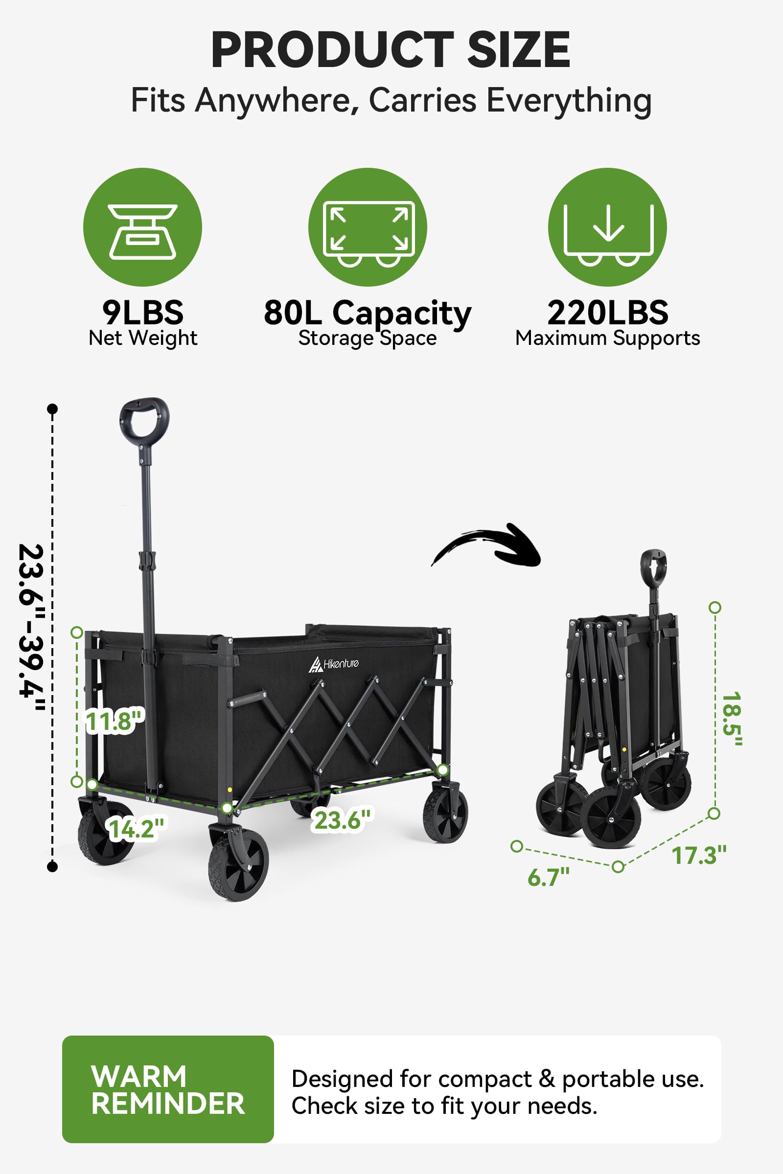 Hikenture carrying garden tools and plants showing utility for yard work benefit