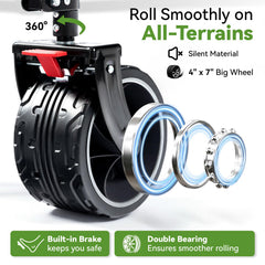 Hikenture ergonomic handle and swivel steering for effortless maneuvering