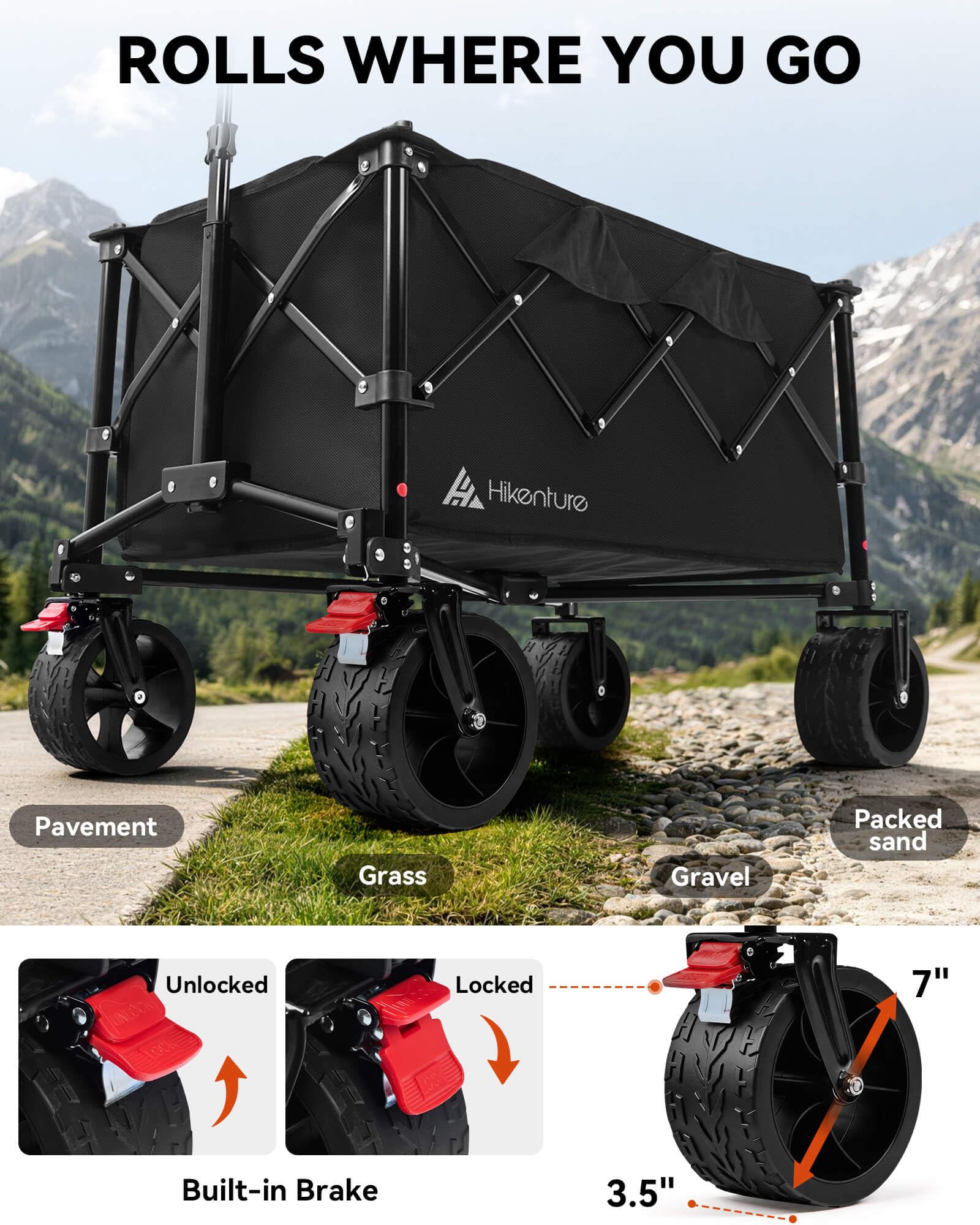 Hikenture loaded with chairs and cooler showing single-trip hauling benefit