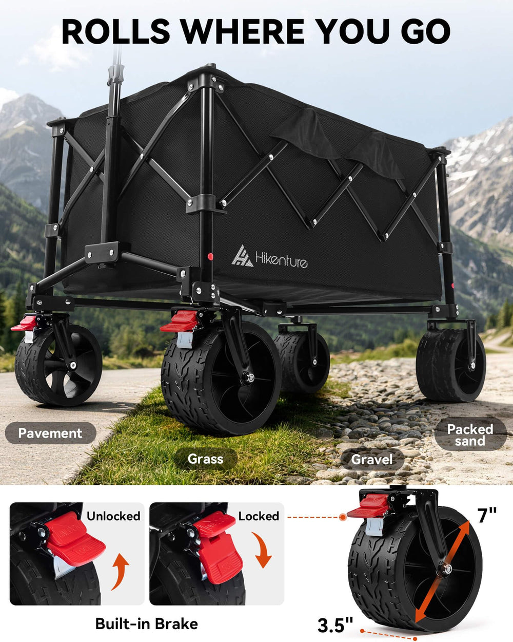 Hikenture loaded with chairs and cooler showing single-trip hauling benefit