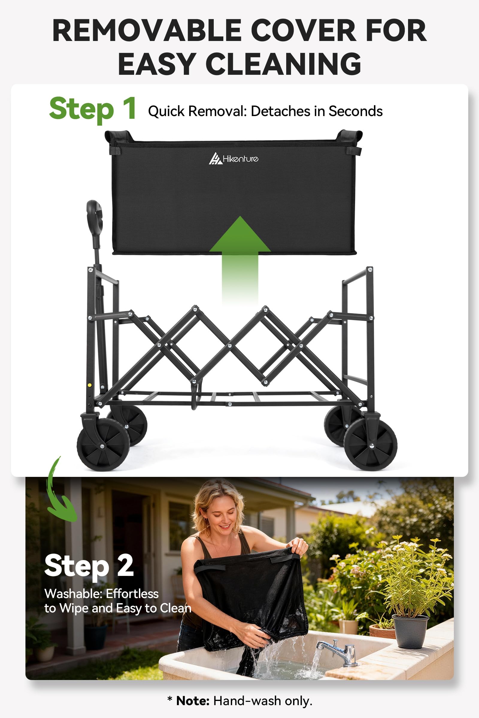 Hikenture folded inside a car trunk illustrating space-saving portability benefit
