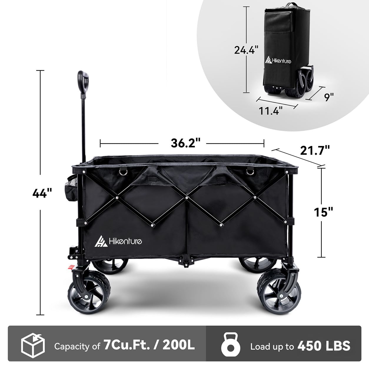 Hikenture next to car trunk for scale showing lightweight 22 lb portability