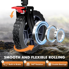 Hikenture all-terrain wheels detail for smooth transport across sand and gravel