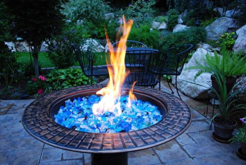 Hiland cobalt blue glass close-up texture revealing jewel-like facets for reflective flame effects