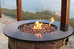 Hiland copper fire glass with flames reflecting to enhance sparkle and visual warmth
