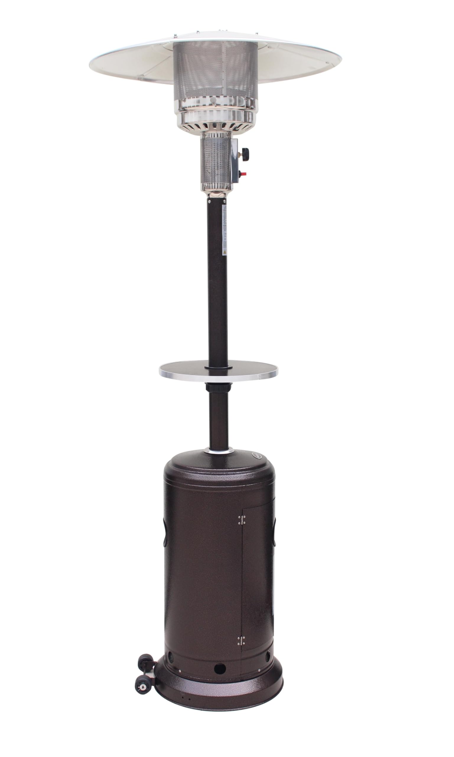 Hiland front view showing hammered bronze finish and sturdy design benefits warmth