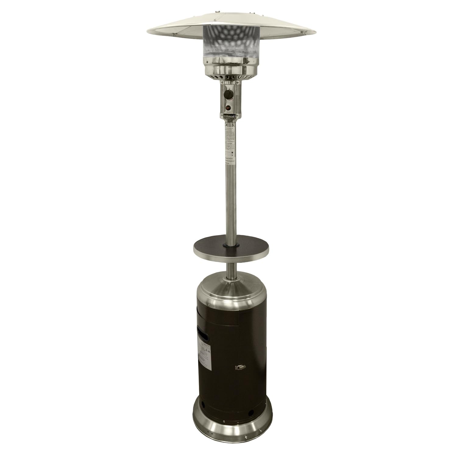 Hiland front view showing hammered bronze finish and tall heater for attractive warmth