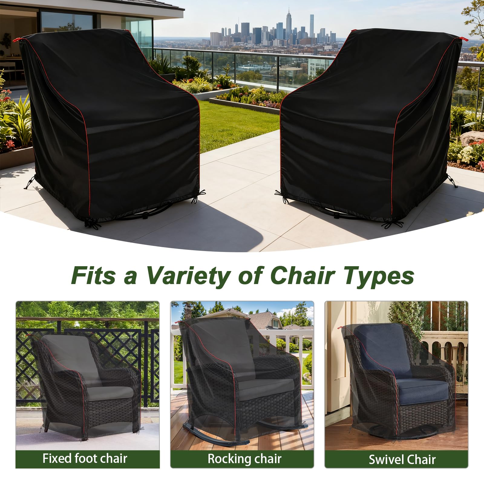 HillSetion cover on lawn chair showing 34x29x35 inches fit comparison
