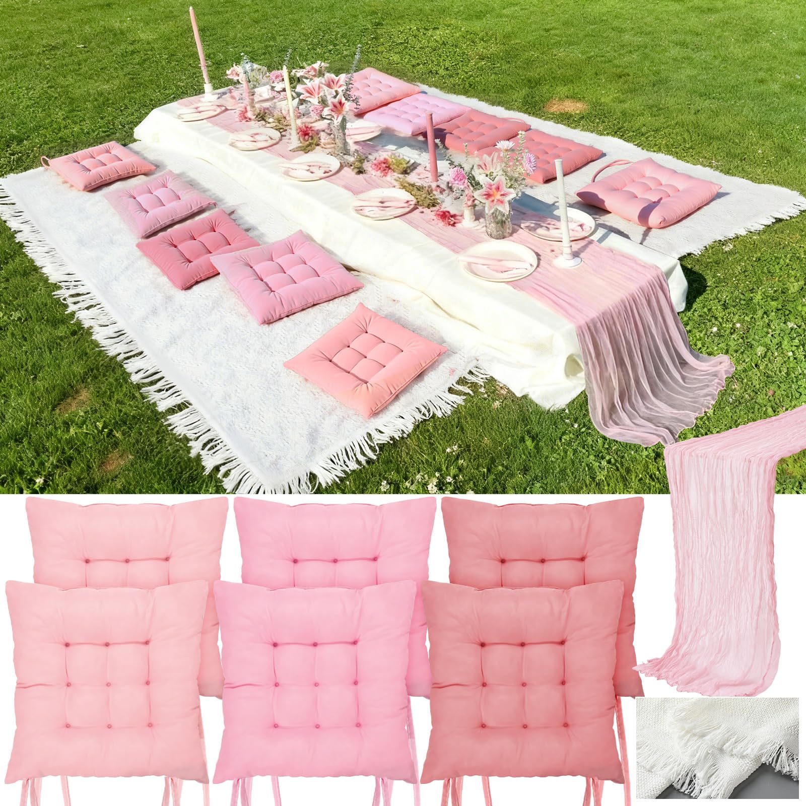 Hillsuren front view of full picnic set showing coordinated pink accents and benefit of cohesive styling