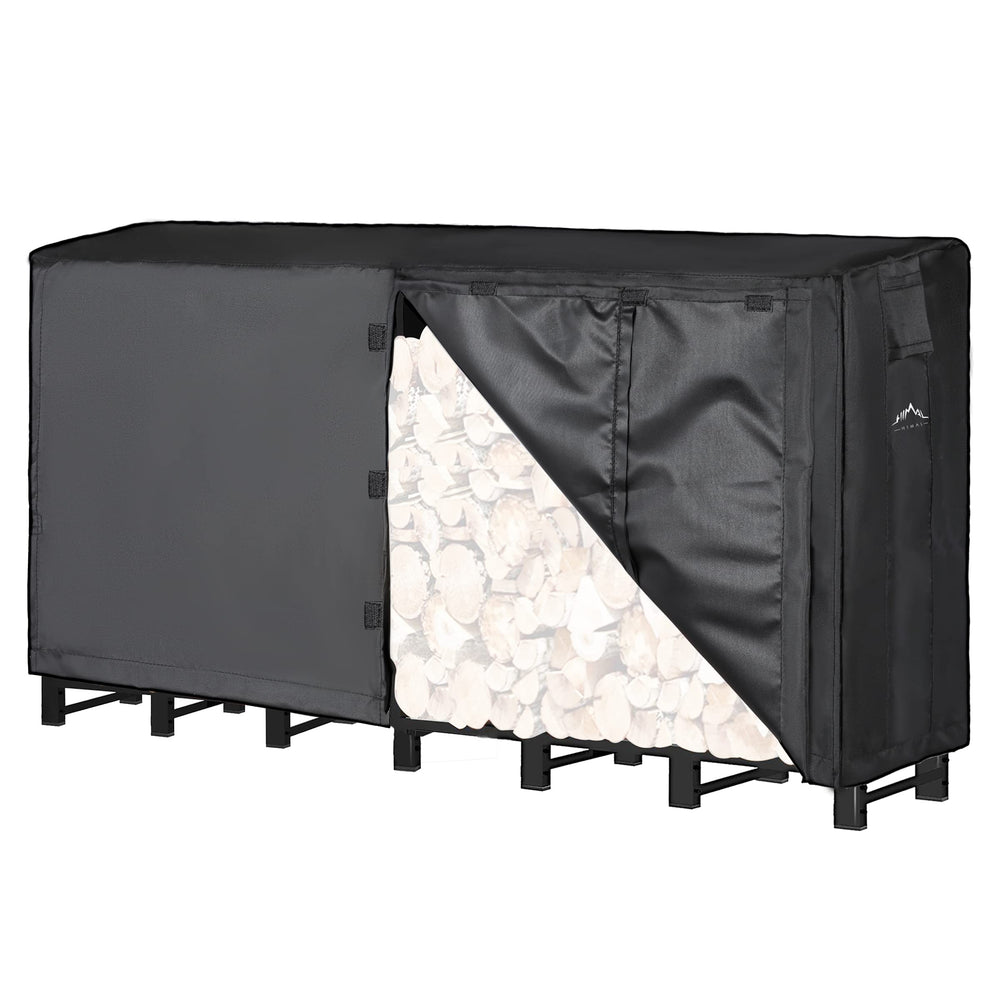 Himal Outdoors front view showing cover fitted on 8ft rack, protects wood