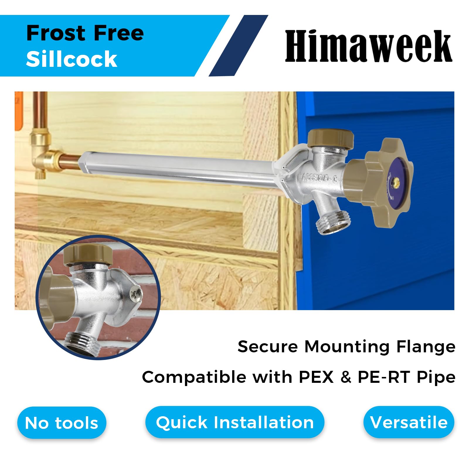 Himaweek sillcock installed on an exterior wall showing freeze-proof placement and clean look