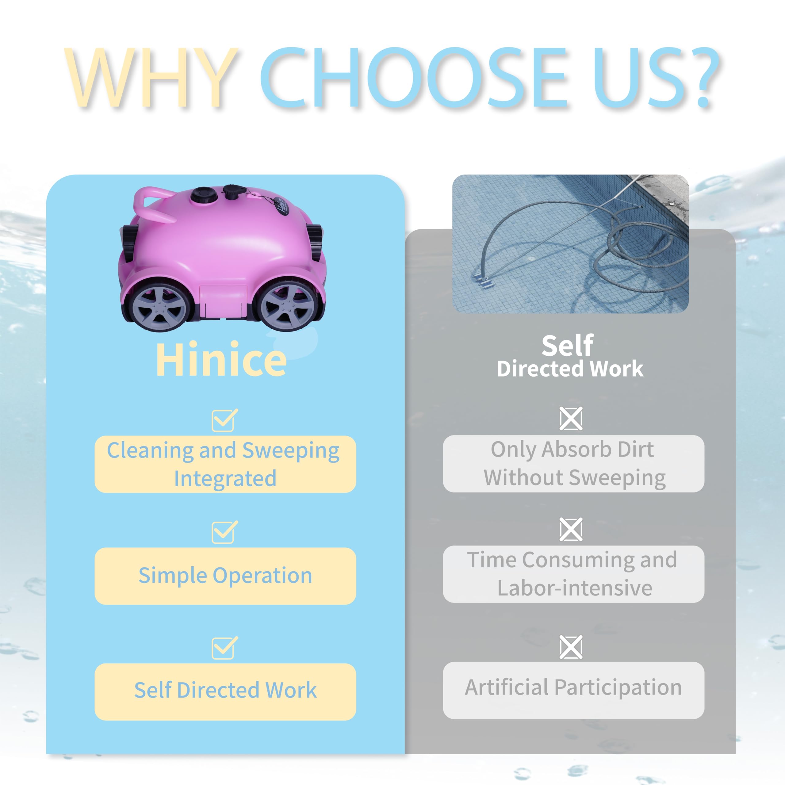 Hinice close-up of dual brushes demonstrating strong scrub action and better debris removal