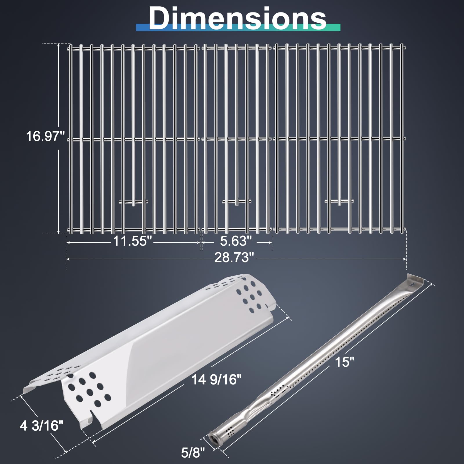 Hiorucet stainless burner tubes showing length for steady, full-flame performance