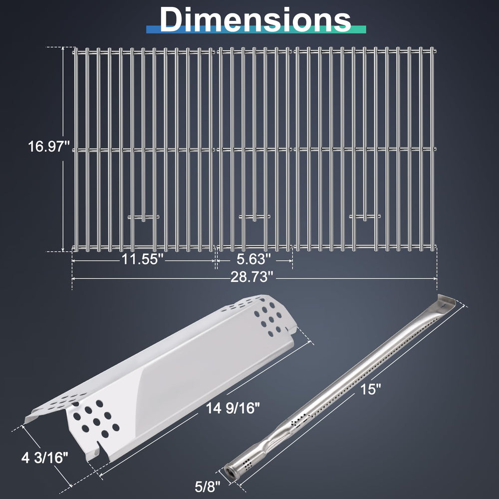 Hiorucet stainless burner tubes showing length for steady, full-flame performance