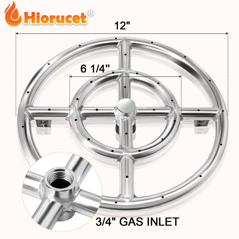 Hiorucet close-up of drilled holes showcasing quiet operation and smoother flame distribution benefit