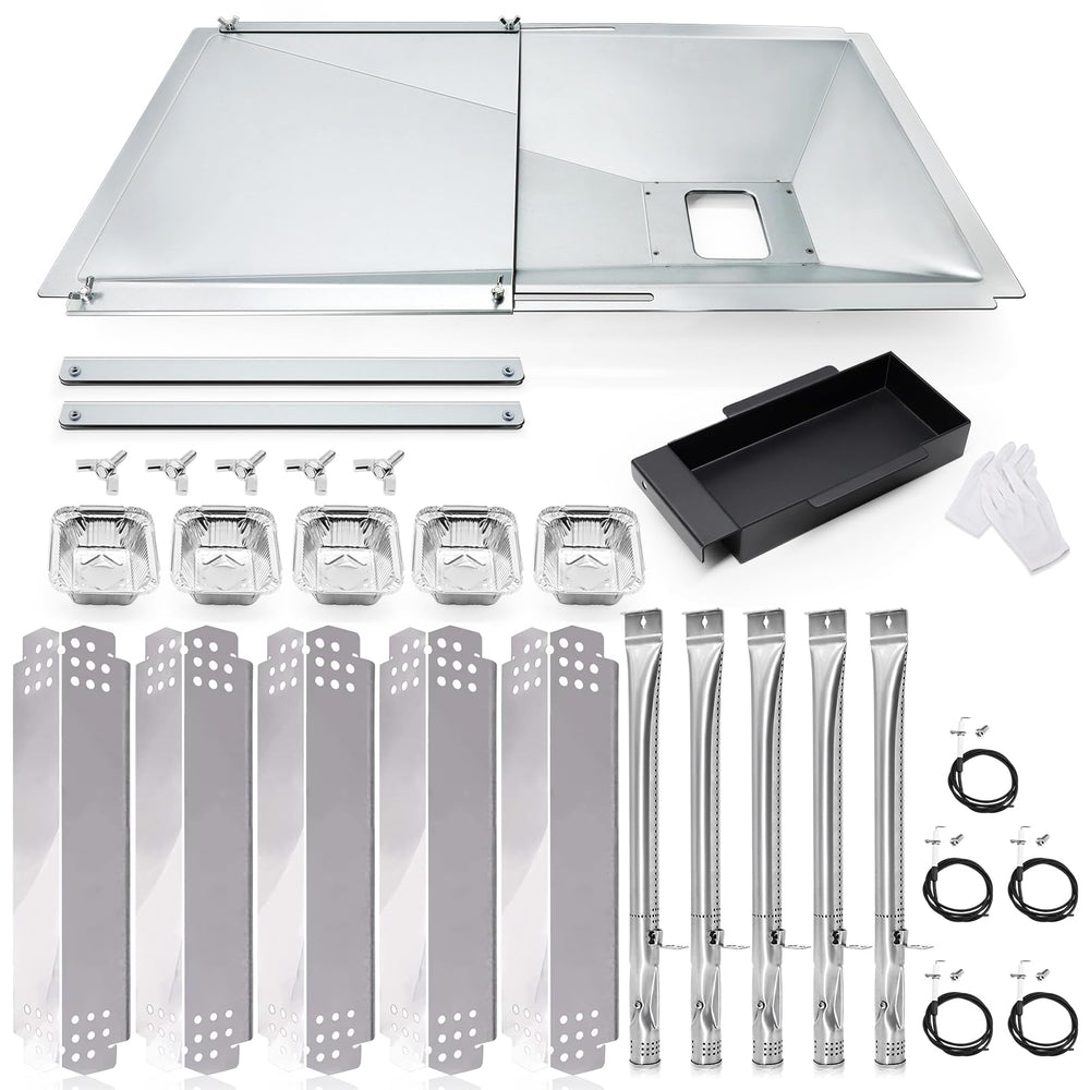 Hiorucet grease tray front view showing adjustable length and durable steel benefit