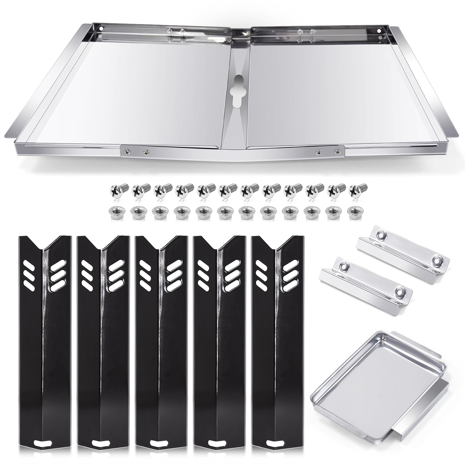 Hiorucet front view of replacement drip tray and five heat plates showing complete kit benefits