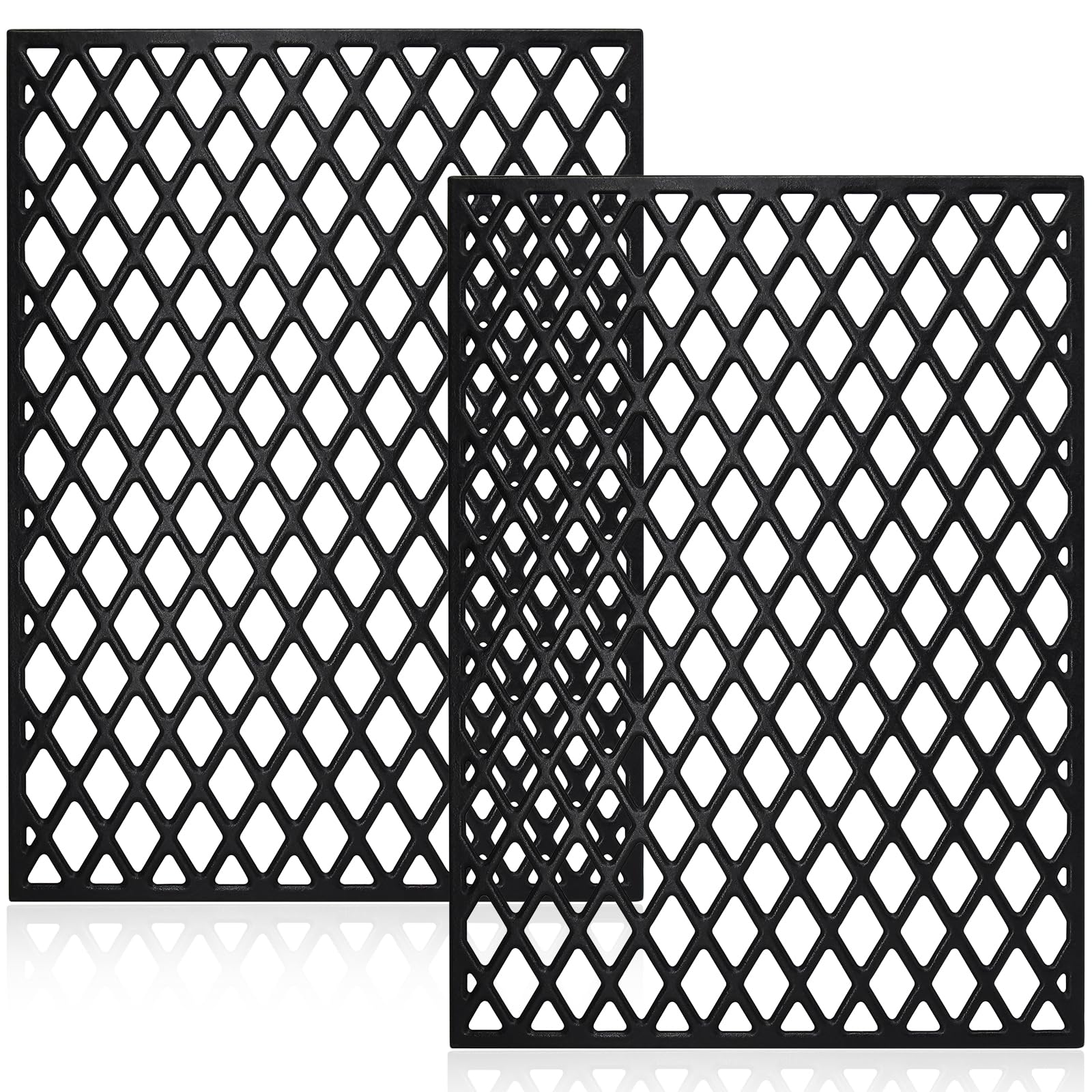 Hiorucet front view of cast iron grates showing fit and durable finish
