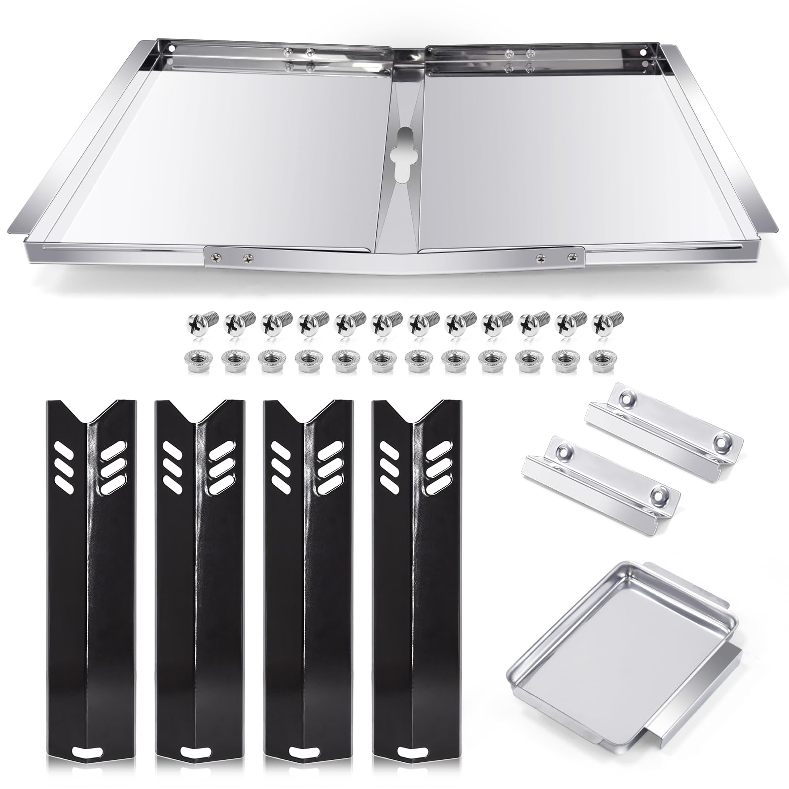 Hiorucet front view of grease tray and heat plates, shows full replacement benefits