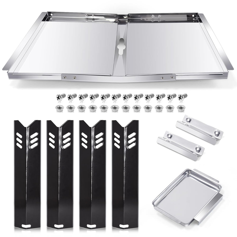 Hiorucet front view of grease tray and heat plates, shows full replacement benefits