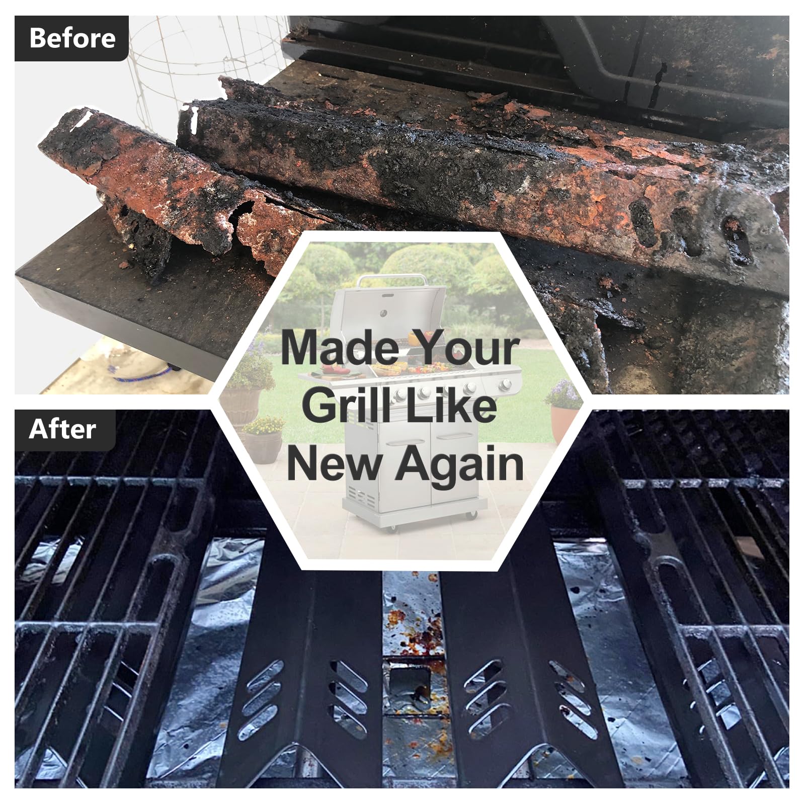 Hiorucet installed in Dyna Glo grill demonstrating improved heat coverage and protection