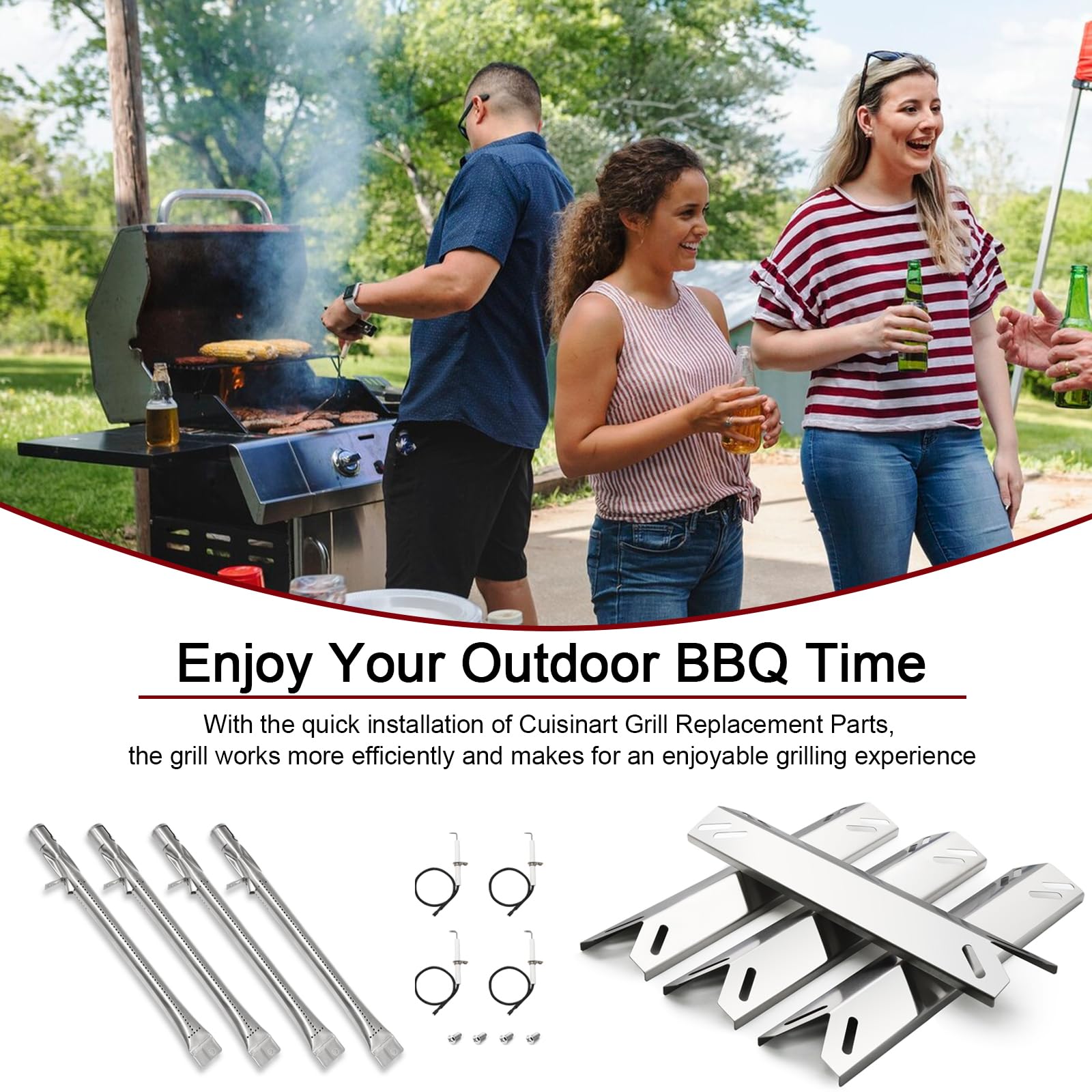 Hiorucet lifestyle backyard grill scene showing refreshed grill ready for family cooking