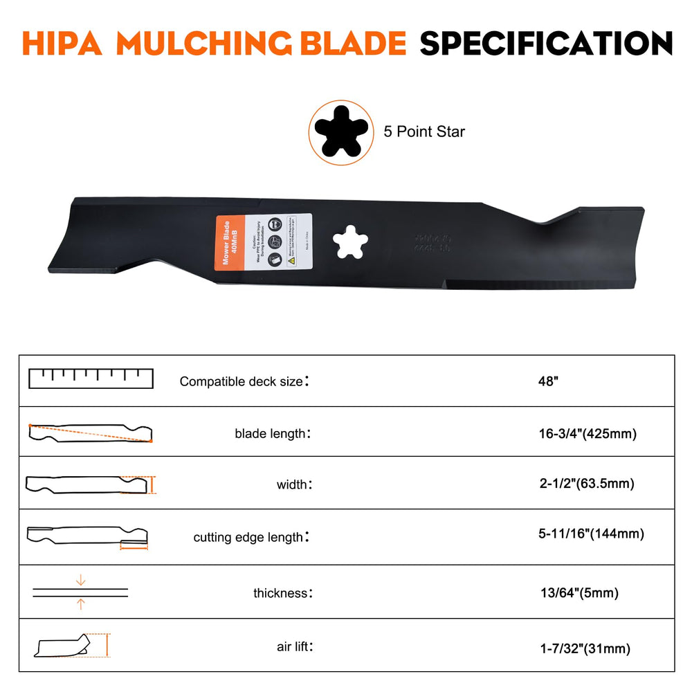 Hipa blade installed on mower deck demonstrating secure fit and improved airflow