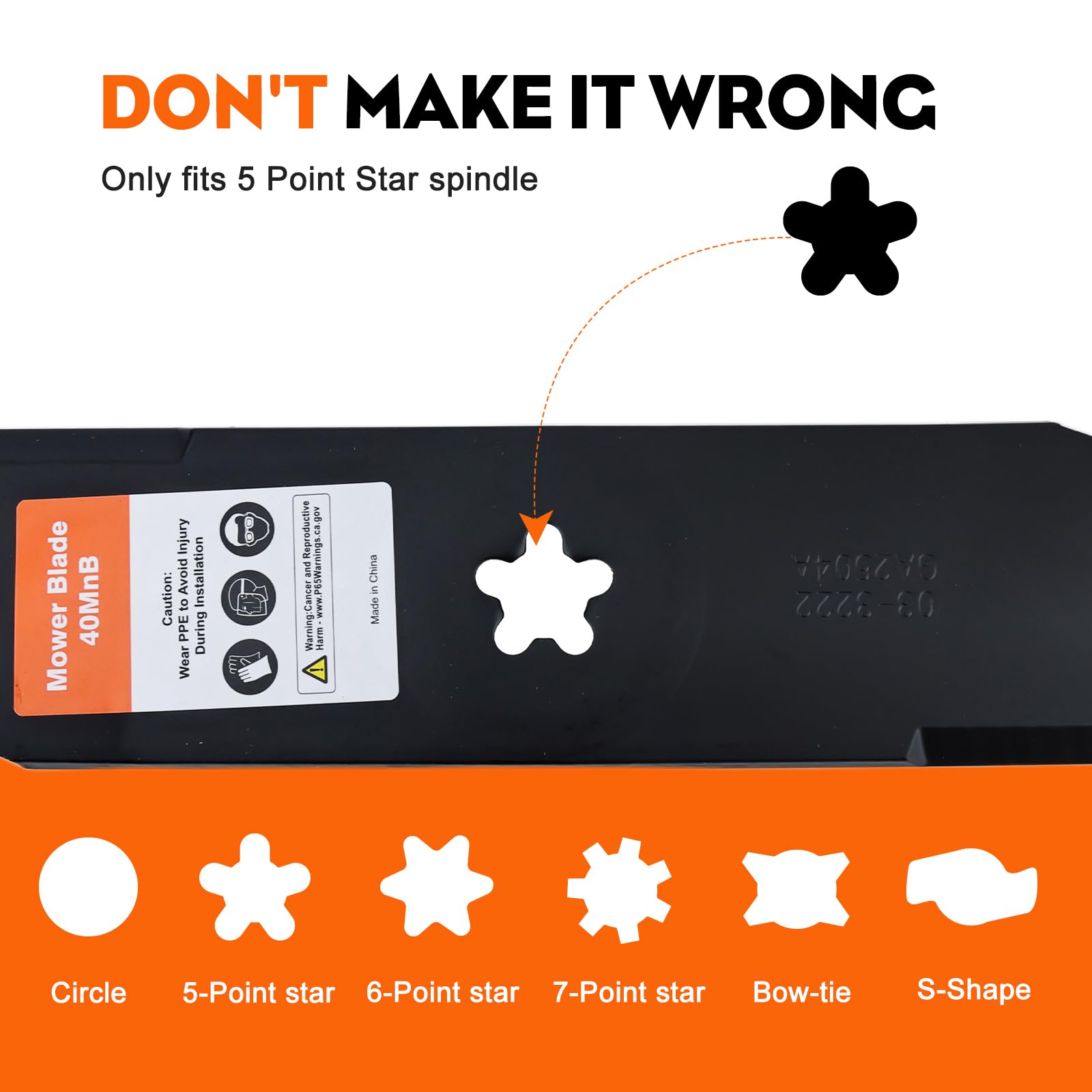 Hipa blade mounting hole detail showing 5-point star pattern for correct fit