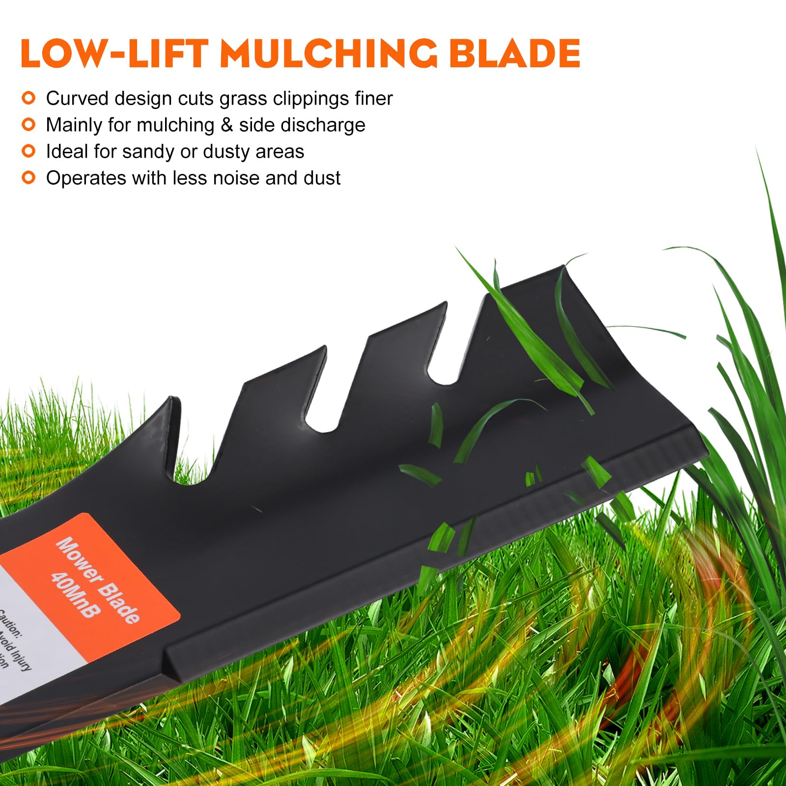 Hipa blade side profile showing lift and mulching curvature for finer clippings