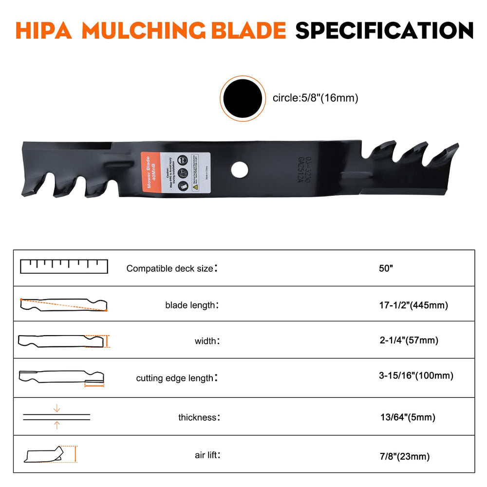 Hipa blade side profile showing medium-lift shape for improved mulching