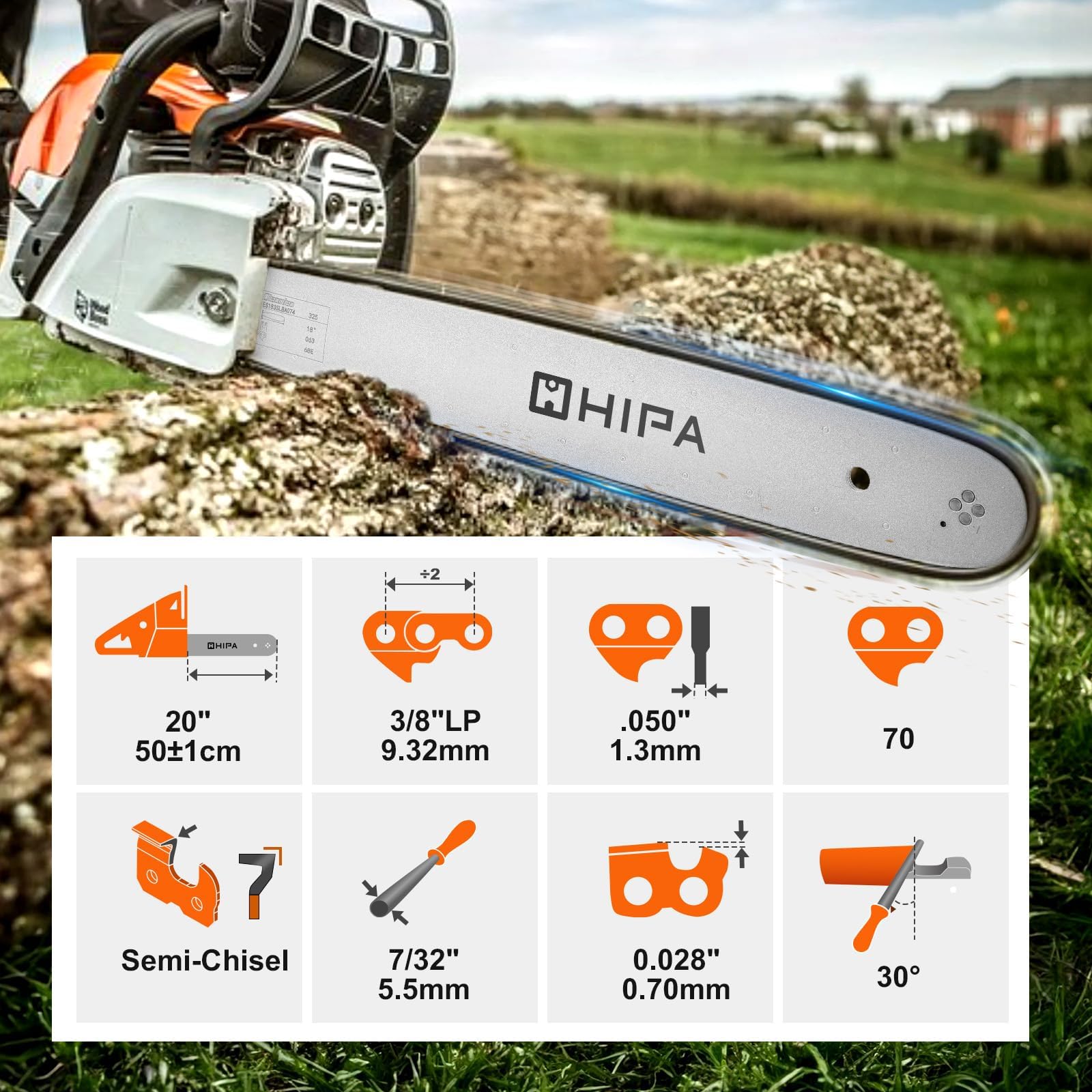 Hipa close-up of full-chisel cutter teeth delivering aggressive, consistent wood cutting