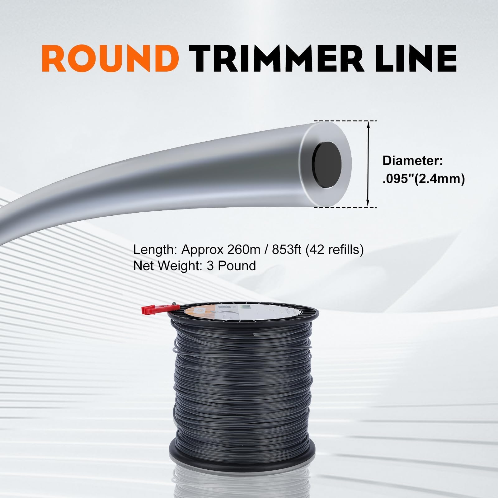 Hipa macro of .095 inch diameter line highlighting thickness and break-resistance
