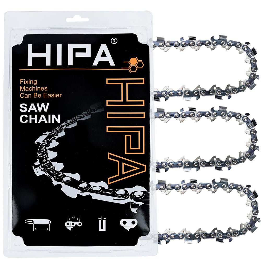 Hipa front view of 20" chainsaw chain package showing ready-to-install set benefits
