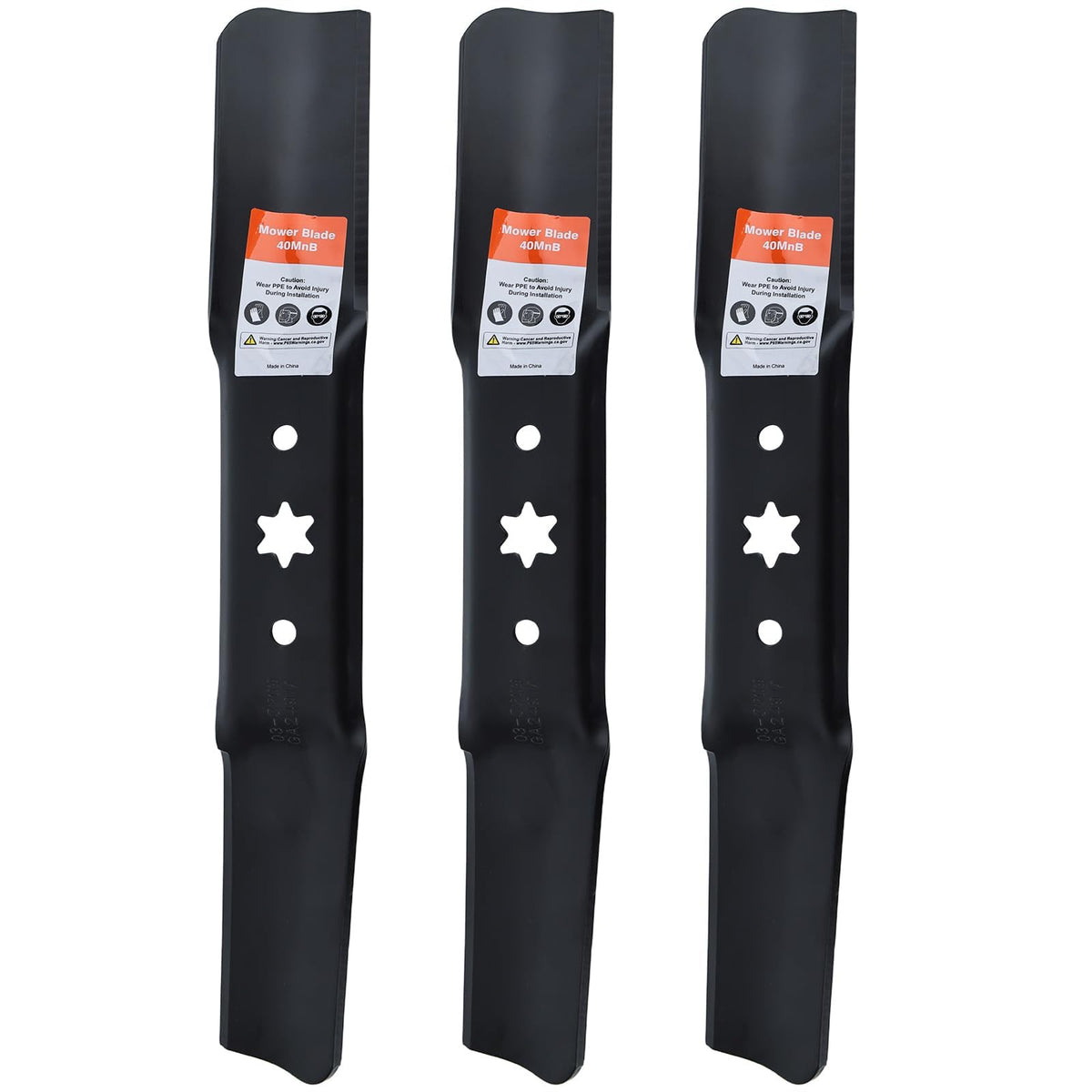 Hipa front view of 50 inch blade three-pack showing fit and shape for easy replacement
