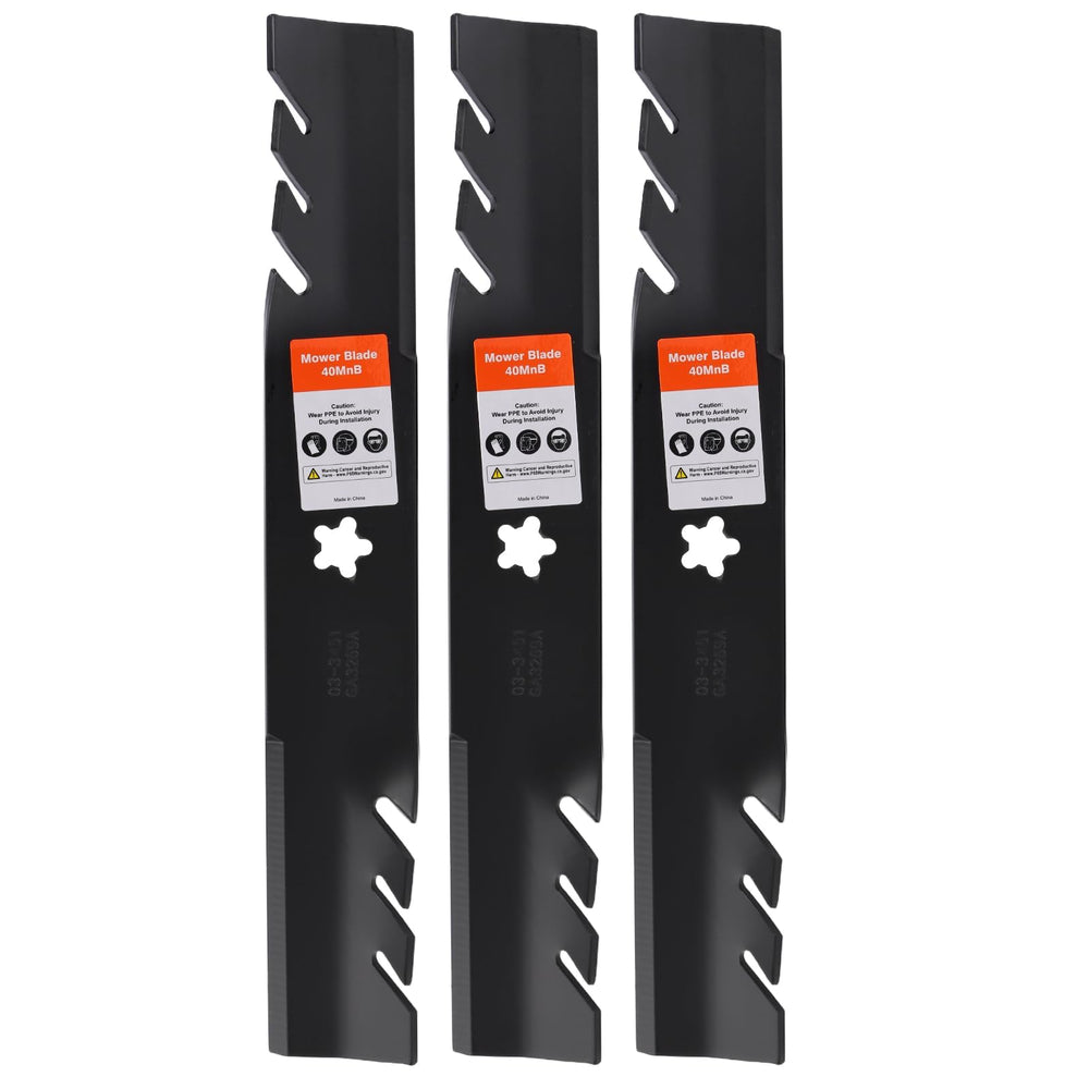 Hipa front view of 48-inch mulching blades showing fit and durability