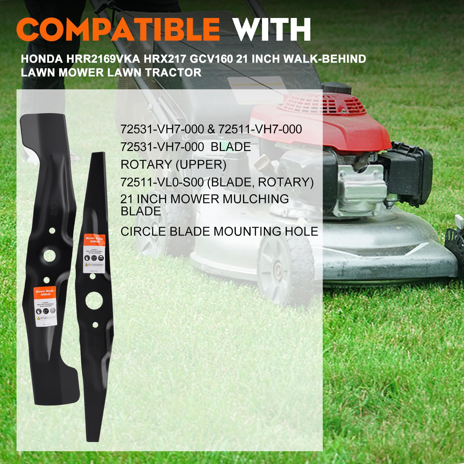 Hipa mulching blade sharp edge close-up highlighting durable alloy steel