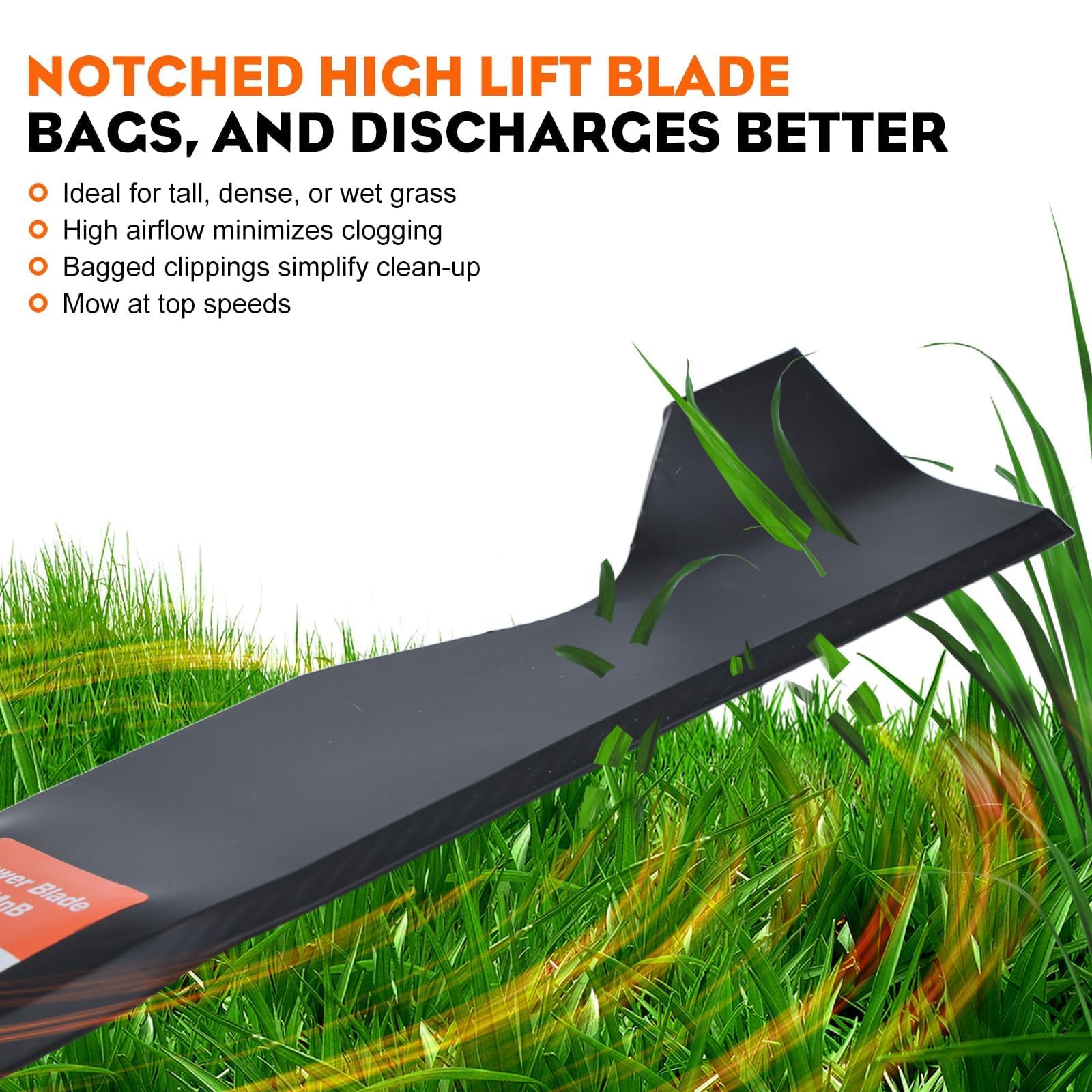 Hipa side profile showing high-lift curve for stronger airflow and cleaner bagging