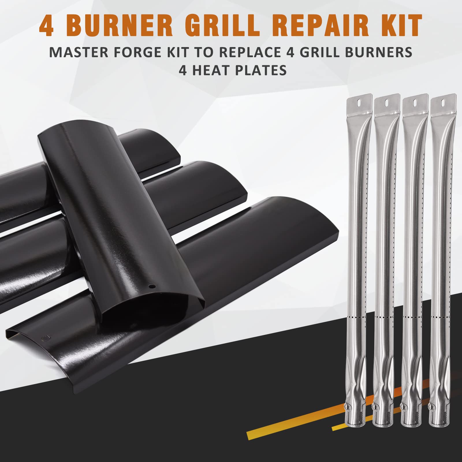 Hipoilk kit installed in a Master Forge grill demonstrating improved burner alignment and performance